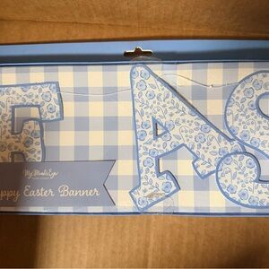Happy Easter Banner - Blue Floral & Gingham Letters